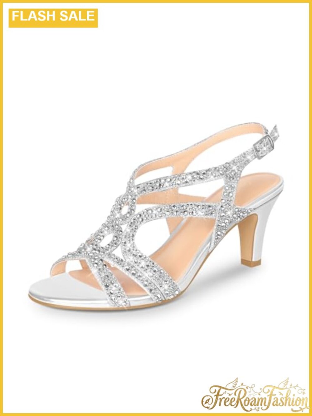 Women's Amelia Sparkle Rhinestone Slingback High Heel Sandals